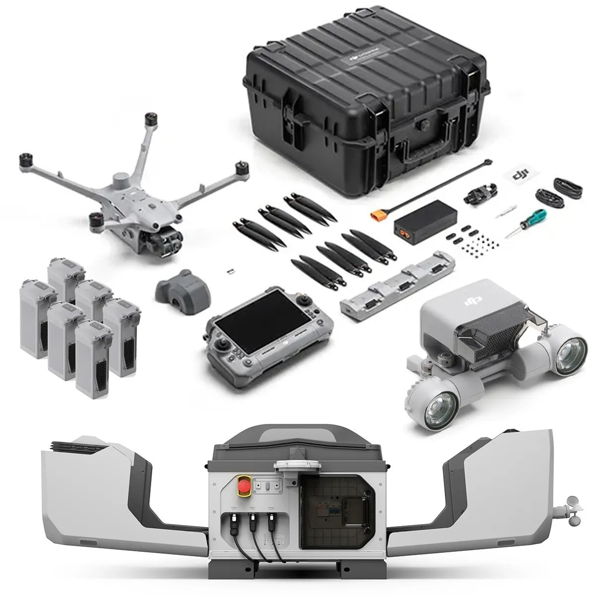 DJI Matrice 4TD Drone with RC Plus 2 Enterprise Controller, Bundle with Dock 3, 6x Batteries, AS1 Speaker, AL1 32W Spotlight