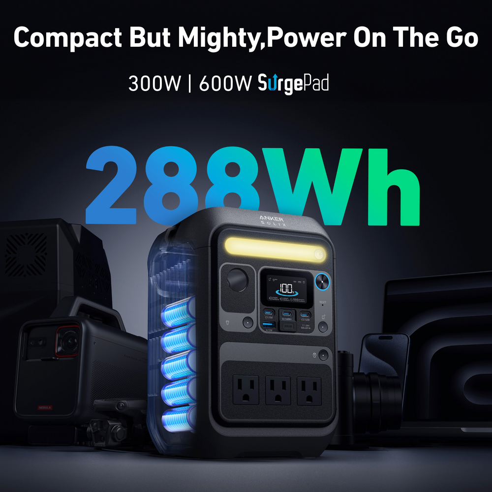 Anker SOLIX C300X Portable Power Station – 288Wh(Refurbished)